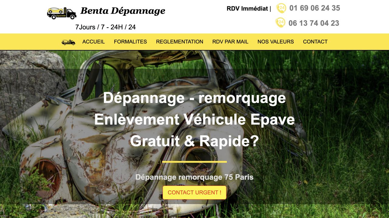 Capture du site de Benta Dépannage – Centre VHU